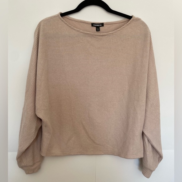Express Sweaters - Express cream ribbed boat neck sweater
